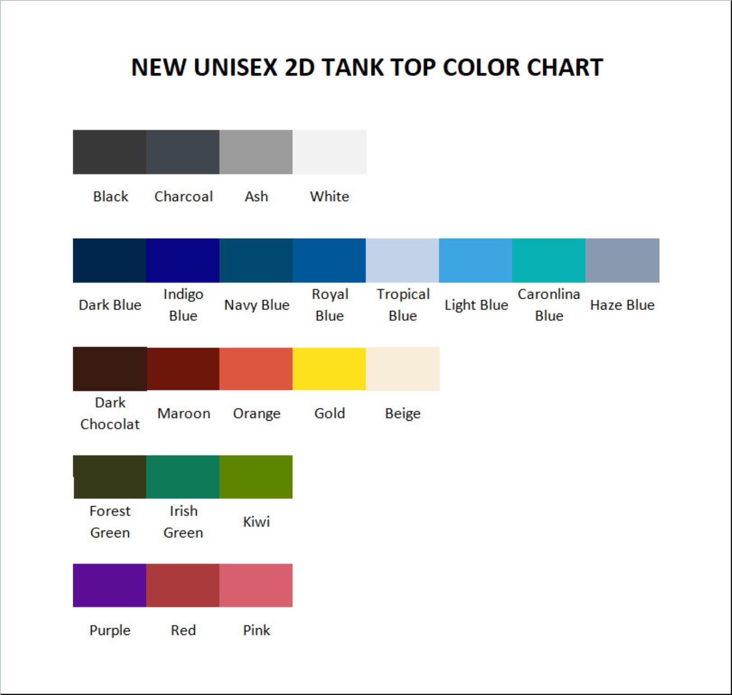 tank top color chart - Jujutsu Kaisen Shop
