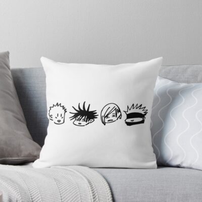 Chibi Faces Throw Pillow