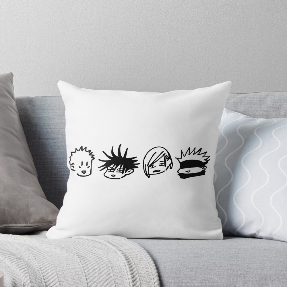 Chibi Faces Throw Pillow